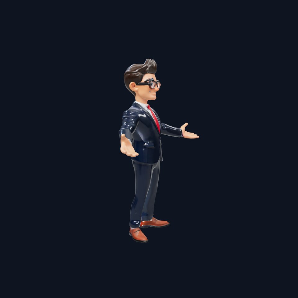 Smart Businessman in Suit  Rigged and Animated D Character Model